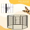 PawHut 8 Panels Heavy Duty Puppy Playpen, for Large, Medium Dogs, Indoor and Outdoor Use - Black - 5
