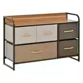 HOMCOM 5-Drawer Dresser, Linen Fabric Chest of Drawers, Dresser Tower Unit for Bedroom Hallway Entryway, Storage Organizer with Steel Frame Wooden Top - 1
