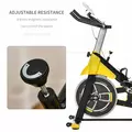 HOMCOM Exercise Bike, with 6kg Flywheel Belt Drive, Adjustable Resistance, LCD Display - Yellow - 6