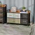 HOMCOM 5-Drawer Dresser, Linen Fabric Chest of Drawers, Dresser Tower Unit for Bedroom Hallway Entryway, Storage Organizer with Steel Frame Wooden Top - 2
