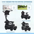 HOMCOM 3 in 1 Kids Children Ride on Push Car Toddler Sliding Car G350 Licensed Walker Foot to Floor Slider Push-Along with Horn Steering Wheel NO POWER Manual, Black - 4