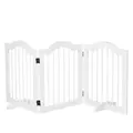 PawHut 3 Panels Dog Gate w/ Support Feet Fence Safety Barrier Freestanding Wood White - 1