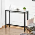 HOMCOM Rectangular Bar Table, Wood Effect Coffee Table for Small Space, Breakfast Dining, Kitchen, Industrial, White & Black - 8