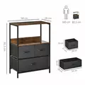 HOMCOM 3 Drawer Storage Chest Unit Home Cabinet w/ Shelves Home Living Room Bedroom Entryway Living Furniture, Black - 3