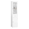 kleankin Bathroom Storage Cabinet with 3-tier Shelf Drawer Door, Floor Cabinet Free Standing Tall Slim Side Organizer Shelves, White - 1