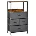 HOMCOM 4 Drawer Storage Chest Unit Home Cabinet w/ Shelves Home Living Room Bedroom Entryway Living Furniture, Black - 1