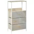 HOMCOM 4 Drawer Storage Chest Unit Home Cabinet w/ Shelves Home Living Room Bedroom Entryway Living Furniture, Light Grey - 1