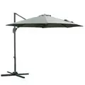 Outsunny 3(m) Offset Parasol Cantilever Hanging Umbrella 360° Rotation w/ Base Dark Grey - 1