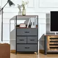 HOMCOM 4 Drawer Storage Chest Unit Home Cabinet w/ Shelves Home Living Room Bedroom Entryway Living Furniture, Black - 2