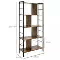 HOMCOM Industrial Storage Unit, 5 Tiers Bookcase with Open Compartments for Office Living Room, Bedroom, Rustic Brown and Black - 3