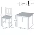 HOMCOM Kids Table and Chair Set 3 Pieces Toddler Preschoolers Desk with 2 Chairs for Indoor Study Rest Snack Time Grey - 3
