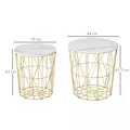 HOMCOM Set of 2 Nesting Side Tables with Storage, Round End Tables Coffee Tables with Steel Frame and Removable Round Top, for Living Room, bedroom, office, White - 3