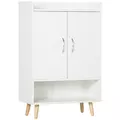 HOMCOM Modern Shoe Cabinet Storage Organizer with Doors and Shelves for Hallway & Entryway, 60L x 30W x 92Hcm, White - 1