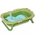 HOMCOM Baby Bath Tub for Toddler Kids Infant Ergonomic Foldable Secure Non-Slip Portable with Baby Cushion for 0-3 Years Green - 1