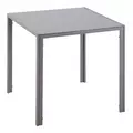 HOMCOM Modern Square Dining Table for 2-4 People, with Glass Top & Metal Legs for Dining Room, Living Room, Grey - 1
