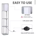 HOMCOM 3-Tier Floor Lamp, Floor Light with Storage Shelf, Reading Standing Lamp with Acrylic Shade for Living Room, Bedroom, Kitchen, Dining Room, Office, Dorm, 160cm, Grey - 5