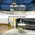 HOMCOM Set of 2 Nesting Side Tables with Storage, Round End Tables Coffee Tables with Steel Frame and Removable Round Top, for Living Room, bedroom, office, White - 6