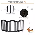 PawHut Freestanding Pet Gate Wooden Dog Gate with Support Feet Foldable Pet Fence Safety Barrier for the House Doorway Stairs Black - 6