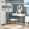 HOMCOM Dressing Table with LED Mirror and Cushioned Stool, Vanity Desk with Acrylic Lipstick Holder and 2 Drawers, Makeup Table for Bedroom, White - 4
