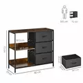 HOMCOM Chest of Drawers Storage  Dresser Cabinet Organizer with 3 Fabric Drawers and 2 Display Shelves for Living Room, Bedroom, Hallway, Black - 3