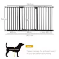 PawHut Adjustable Safety Gate w/ Three Extensions, Four Adjustable Screws, Black - 3