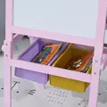 HOMCOM Kids Easel 3 in 1 Wooden Art Easel with Paper Roll Double-Sided Chalkboard & Whiteboard with Storage Baskets for Toddler Girls, Pink - 9