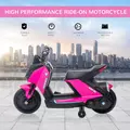 HOMCOM 6V Kids Electric Motorbike Ride On Toy w/ Music LED Lights Safety Training Wheels for Girls Boy 2-4 Years Pink - 4