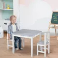 HOMCOM Kids Table and Chair Set 3 Pieces Toddler Preschoolers Desk with 2 Chairs for Indoor Study Rest Snack Time Grey - 2