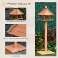 PawHut 130cm Wooden Bird Table, Feeding Station with Roof for Outdoor, Brown - 5