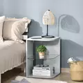 HOMCOM Modern Side Table Three Layer Bedside Table Nightstand with 2 Storage Shelves, for Living room, Bedroom, Grey - 2