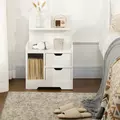 HOMCOM Bedside Table, Small Bedside Cabinet with 2 Drawers and Storage Shelves, Modern Nightstand for Bedroom, White - 7