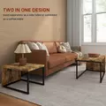 HOMCOM Nesting Coffee Table Set of 2, Industrial Stacking Side End Tables with Metal Frame for Living Room, Bedroom, Rustic Brown - 6