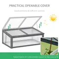Outsunny Wooden Cold Frame, Small Polycarbonate Greenhouse for Plants with Openable & Tilted Top Cover, Grey, 100 x 65 x 40cm - 4