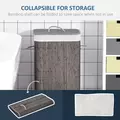 HOMCOM Laundry Basket with Flip Lid and String Handles, Collapsible Hamper Removable Lining Board Base Foldable Water-Resistant Dirty Clothes Storage, Grey - 4