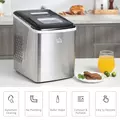 HOMCOM Ice Maker Machine Countertop, 9 Ice Cubes in 8 Mins, 12KG in 24Hrs, Self-Cleaning Portable Ice Cube Maker w/ Adjustable Ice Size, Ice Scoop, Basket, Stainless Steel, No Plumbing Required, Black - 4
