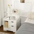 HOMCOM Bedside Table, Small Bedside Cabinet with 2 Drawers and Storage Shelves, Modern Nightstand for Bedroom, White - 2