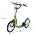 HOMCOM Kick Scooters for Kids with Adjustable Height, Anti-Slip Deck, Dual Brakes, Rubber Tyres, for Boys and Girls Aged 5+ Years Old - Green - 3