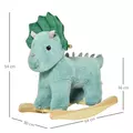 HOMCOM Plush Ride-On Rocking Dinosaur, with Sound - Green - 3