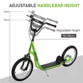 HOMCOM Kick Scooters for Kids with Adjustable Height, Anti-Slip Deck, Dual Brakes, Rubber Tyres, for Boys and Girls Aged 5+ Years Old - Green - 4