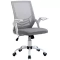 Vinsetto Office Chair with Flip-up Armrest, Mid Back Desk Chair with Mesh Back, Lumbar Support, Adjustable Height, Swivel Wheels for Home, Grey - 1