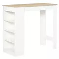 HOMCOM Bar Table, Dining Table with 4-Tier Storage Shelf for Breakfast Bar, Kitchen, Dining Room, Living Room, Natural - 1