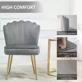 HOMCOM Velvet-Feel Shell Accent Chair - Grey - 4