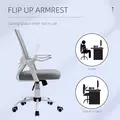 Vinsetto Office Chair with Flip-up Armrest, Mid Back Desk Chair with Mesh Back, Lumbar Support, Adjustable Height, Swivel Wheels for Home, Grey - 7