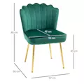 HOMCOM Velvet-Feel Shell Accent Chair - Green - 3