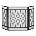 HOMCOM 126cm 3-Panel Metal Folding Fireplace Screen Heat Flame Protective Guard Child Pet Home Spark Barrier Surround w/ Mesh Pattern - 1