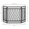 HOMCOM 126cm 3-Panel Metal Folding Fireplace Screen Heat Flame Protective Guard Child Pet Home Spark Barrier Surround w/ Mesh Pattern - 3