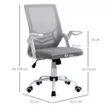 Vinsetto Office Chair with Flip-up Armrest, Mid Back Desk Chair with Mesh Back, Lumbar Support, Adjustable Height, Swivel Wheels for Home, Grey - 3