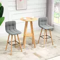 HOMCOM Breakfast Bar Stool Set of 2 Armless Button-Tufted Counter Height Bar Chairs with Wood Legs & Footrest, Grey - 2