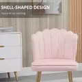 HOMCOM Velvet-Feel Shell Accent Chair - Pink - 5