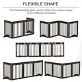 PawHut Freestanding Pet Gate 4 Panel Wooden Dog Barrier Folding Safety Fence with Support Feet up to 204cm Long 61cm Tall for Doorway Stairs Brown - 5